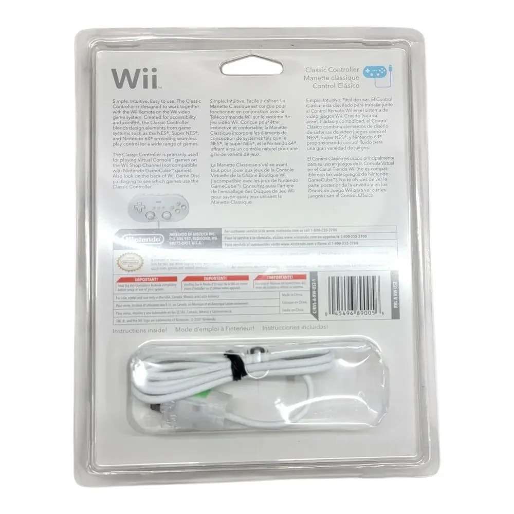Official Nintendo Wii Classic Controller White RVL-005 OEM Brand New Sealed